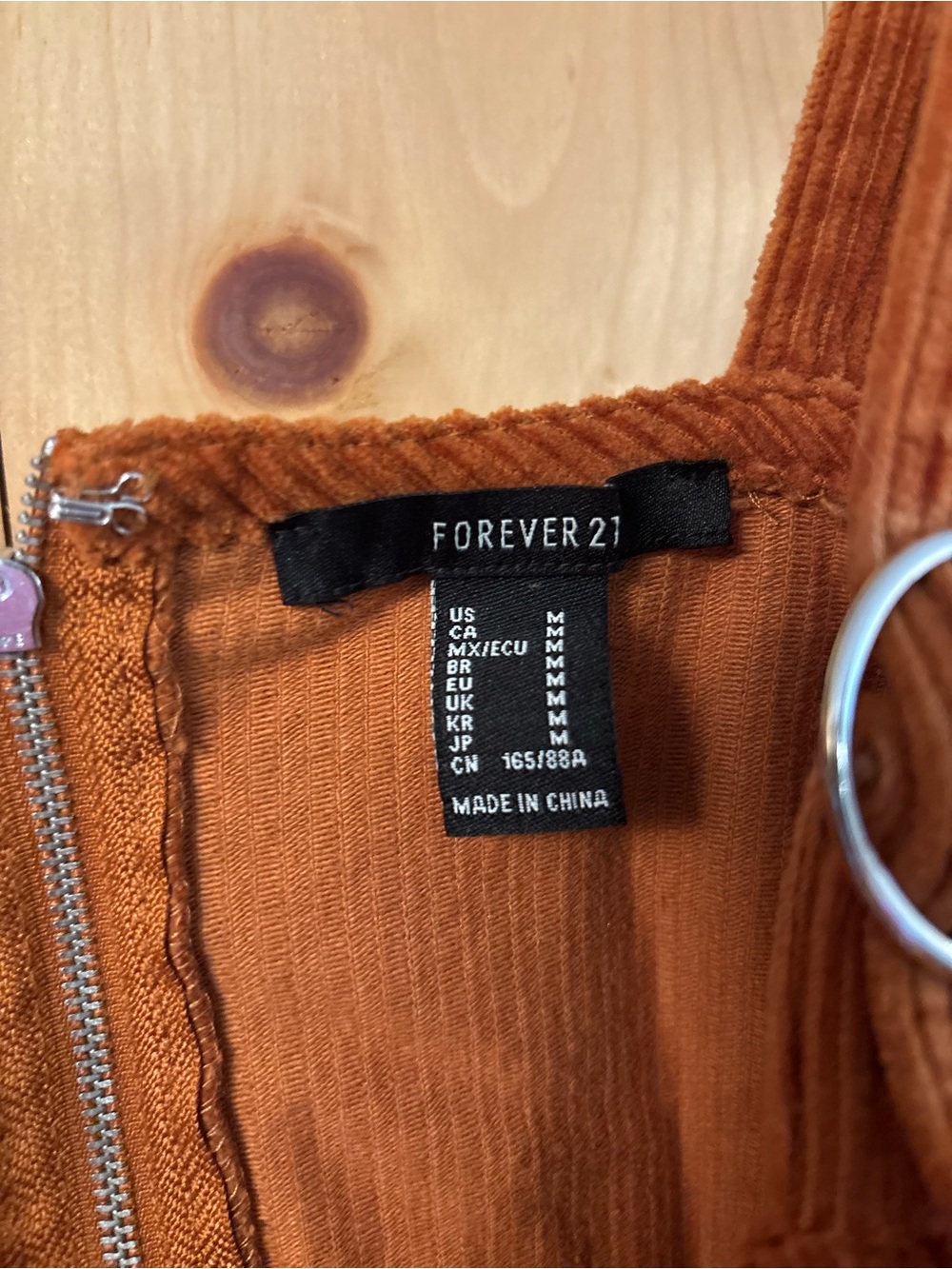 Forever 21 Rust Corduroy Mini Dress with Adjustable Straps and zipper in back - Picture 4 of 7